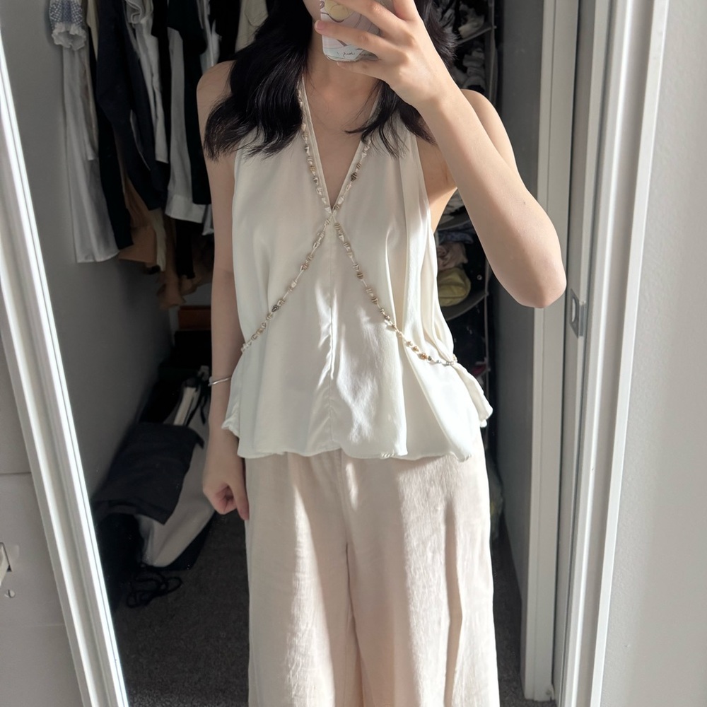 Cream Sleeveless Top